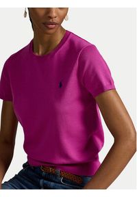 Polo Ralph Lauren Sweter 211971872010 Fioletowy Slim Fit. Typ kołnierza: polo. Kolor: fioletowy. Materiał: bawełna