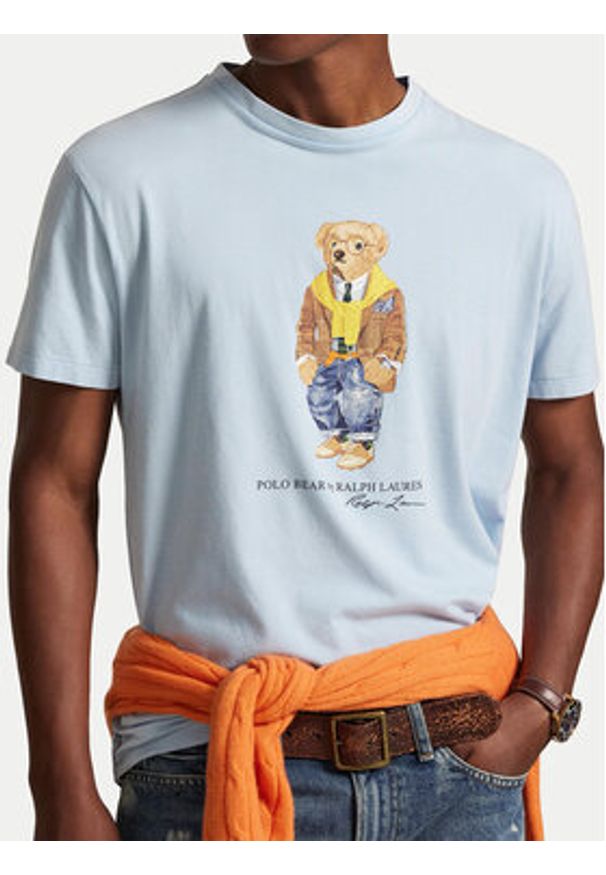 Polo Ralph Lauren T-Shirt 710P07347001 Błękitny Regular Fit. Typ kołnierza: polo. Kolor: niebieski. Materiał: bawełna