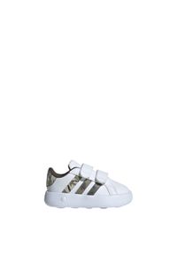 Adidas - Buty Grand Court 2.0 Kids. Zapięcie: pasek. Kolor: biały, wielokolorowy, beżowy, szary. Materiał: materiał