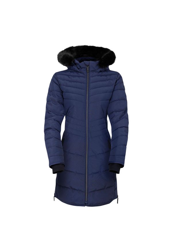 DARE 2B - Damska Kurtka Striking IIII O Średniej Długości Z Podpinką. Kolor: niebieski, wielokolorowy, fioletowy. Materiał: puch. Sport: turystyka piesza