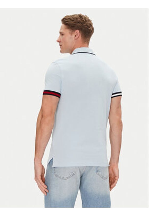 TOMMY HILFIGER - Tommy Hilfiger Polo Flag Cuff MW0MW38458 Błękitny Slim Fit. Typ kołnierza: polo. Kolor: niebieski. Materiał: bawełna