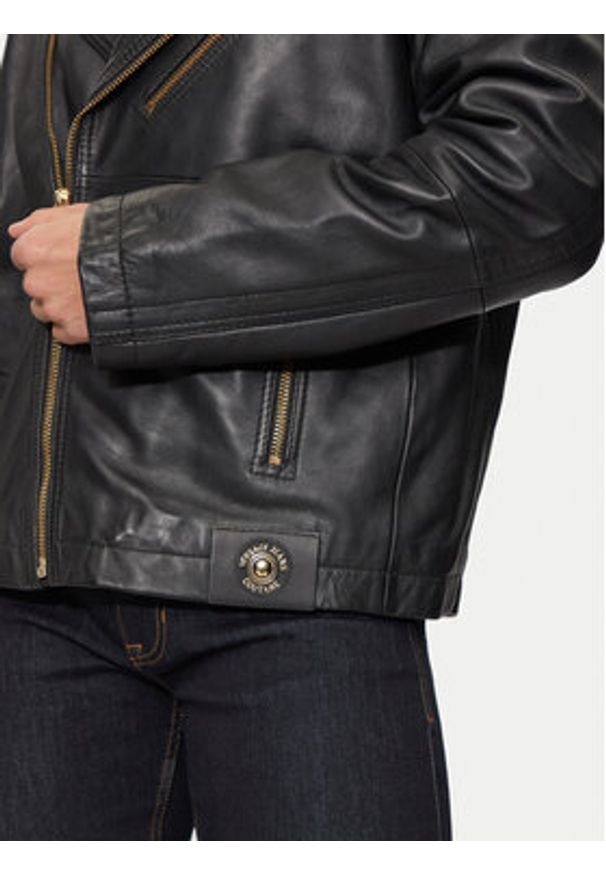 Versace Jeans Couture Kurtka skórzana 77GAVP02 Czarny Loose Fit. Kolor: czarny. Materiał: skóra