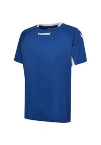 Koszulka sportowa z krótkim rękawem dla dzieci Hummel Core Kids Team Jersey S/S. Kolor: niebieski. Materiał: jersey. Długość rękawa: krótki rękaw. Długość: krótkie