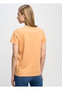 Big-Star - Koszulka damska z bawełny organicznej pomaraŅczowa Giaus 700. Okazja: na co dzień. Kolor: pomarańczowy. Materiał: bawełna. Wzór: haft, aplikacja. Styl: casual, klasyczny, elegancki #5