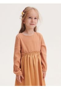 Reserved - Bawełniana sukienka - beżowy. Kolor: beżowy. Materiał: bawełna