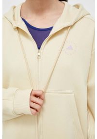 Adidas by Stella McCartney - adidas by Stella McCartney bluza dresowa kolor żółty z kapturem gładka. Typ kołnierza: kaptur. Kolor: żółty. Materiał: dresówka. Wzór: gładki #5