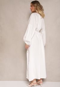 Renee - Biała Sukienka z Wiskozy Oversize Ozdobiona Haftem Venalari. Okazja: na co dzień, na spacer. Kolor: biały. Materiał: wiskoza. Wzór: haft, aplikacja. Sezon: lato, wiosna. Typ sukienki: oversize. Styl: klasyczny, casual, elegancki #5
