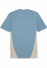 Puma - Męska koszulka treningowa Olympique Marsylia PUMA Bold Blue Putty Beige. Kolor: wielokolorowy, beżowy, niebieski. Materiał: materiał