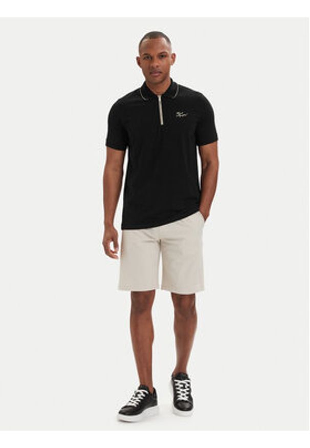Karl Lagerfeld - KARL LAGERFELD Polo 745021 562221 Czarny Regular Fit. Typ kołnierza: polo. Kolor: czarny. Materiał: bawełna