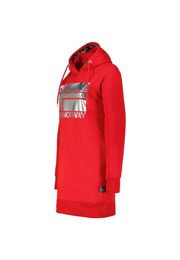 Długa bluza damska z kapturem Geographical Norway Fabienne Red DB Lady czerwona. Typ kołnierza: kaptur. Kolor: czerwony. Długość: długie
