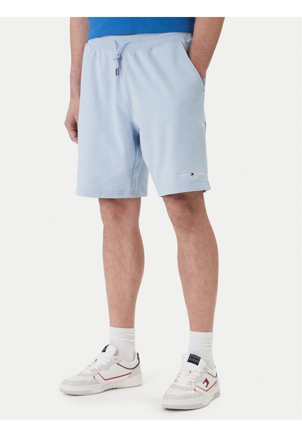 TOMMY HILFIGER - Tommy Hilfiger Szorty sportowe Logo MW0MW43068 Błękitny Regular Fit. Kolor: niebieski. Materiał: bawełna. Styl: sportowy