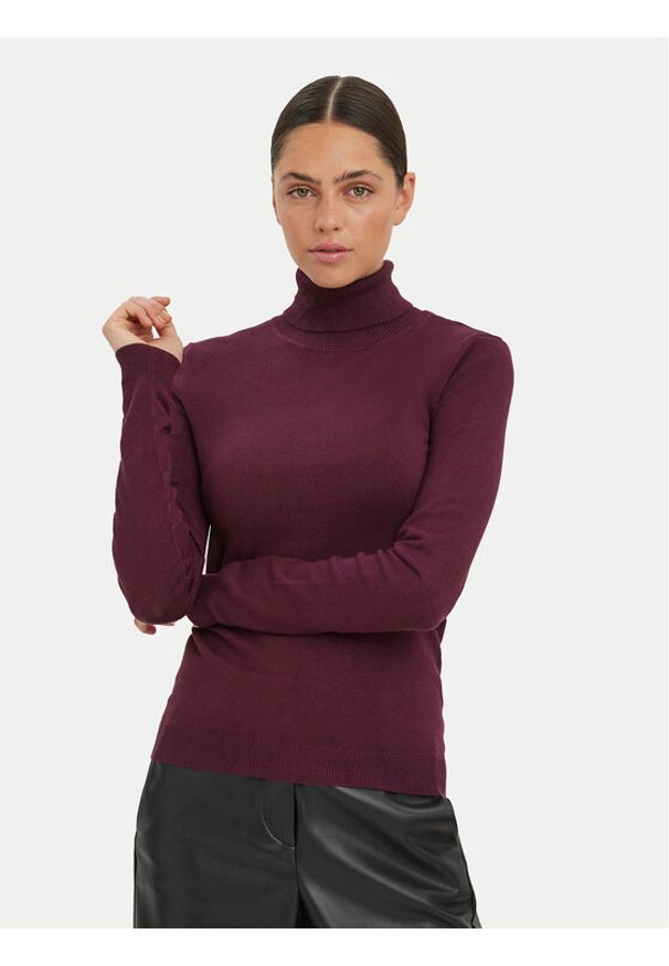 Vero Moda Golf Glory 10231630 Fioletowy Regular Fit. Typ kołnierza: golf. Kolor: fioletowy. Materiał: wiskoza