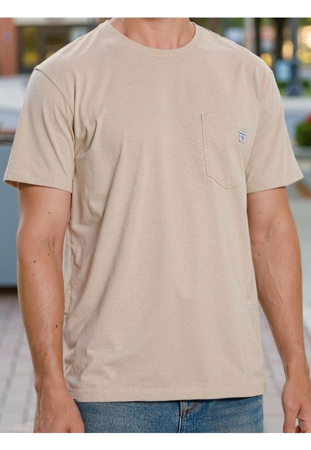 Sinsay - Bawełniana koszulka - beżowy. Kolor: beżowy. Materiał: bawełna