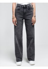 Big-Star - Spodnie jeans damskie wide ciemnoszare Atrea 899. Stan: podwyższony. Kolor: szary. Długość: krótkie. Sezon: lato. Styl: vintage, retro #1