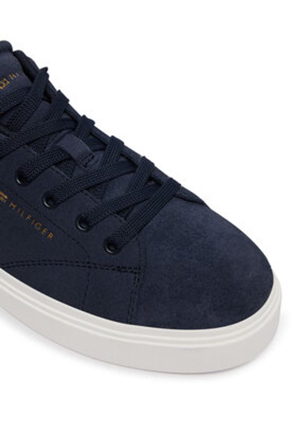 TOMMY HILFIGER - Tommy Hilfiger Sneakersy Logo Cupsole Trainers FW0FW09109 Granatowy. Kolor: niebieski. Materiał: zamsz, skóra