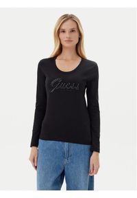 Guess Bluzka W5YI26 J1314 Czarny Slim Fit. Kolor: czarny. Materiał: bawełna
