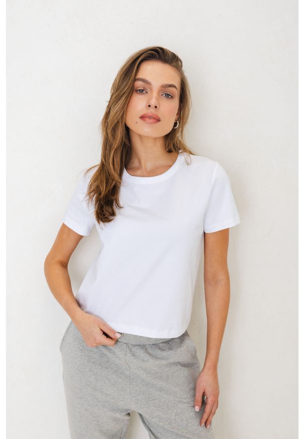 T-SHIRT PIPER BIAŁY XS - Flawless. Kolor: biały. Materiał: bawełna. Długość: krótkie. Sezon: lato. Styl: klasyczny