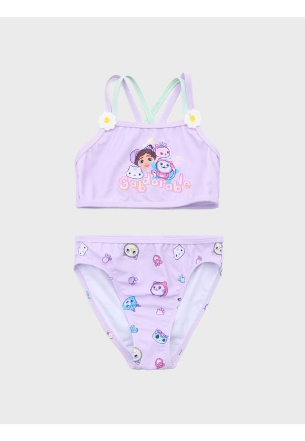 Sinsay - Dwuczęściowy strój kąpielowy z kwiatkami 3D Gabby's Dollhouse - fioletowy. Kolor: fioletowy. Wzór: kwiaty