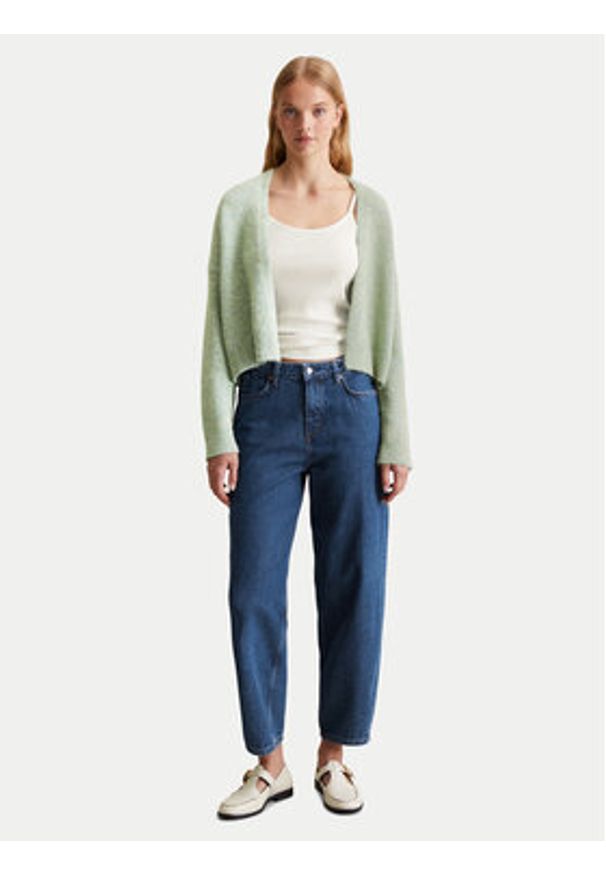 Marc O'Polo Denim Kardigan 500 0006 804 Zielony Loose Fit. Typ kołnierza: polo. Kolor: zielony. Materiał: bawełna