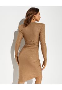 ALEXANDRE VAUTHIER - Kryształowa sukienka mini. Kolor: beżowy. Materiał: materiał. Długość rękawa: długi rękaw. Styl: elegancki. Długość: mini #2