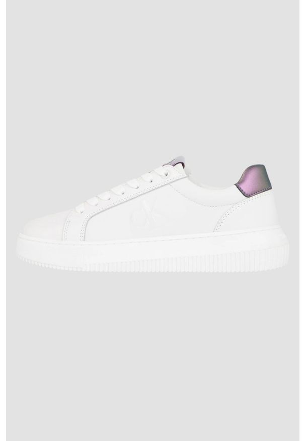 Calvin Klein - CALVIN KLEIN Białe sneakersy, Rozmiar 41. Kolor: biały. Materiał: skóra