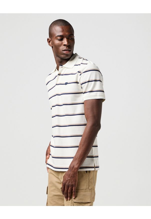 Wrangler - MESKA KOSZULKA WRANGLER STRIPE POLO SHIRT WHITE 112362828. Typ kołnierza: polo