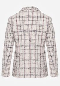 Born2be - Biała Marynarka Dwurzędowa z Dzianiny z Metaliczną Nitką i Ozdobnymi Guzikami Neotria. Kolor: biały. Materiał: dzianina. Styl: klasyczny #8