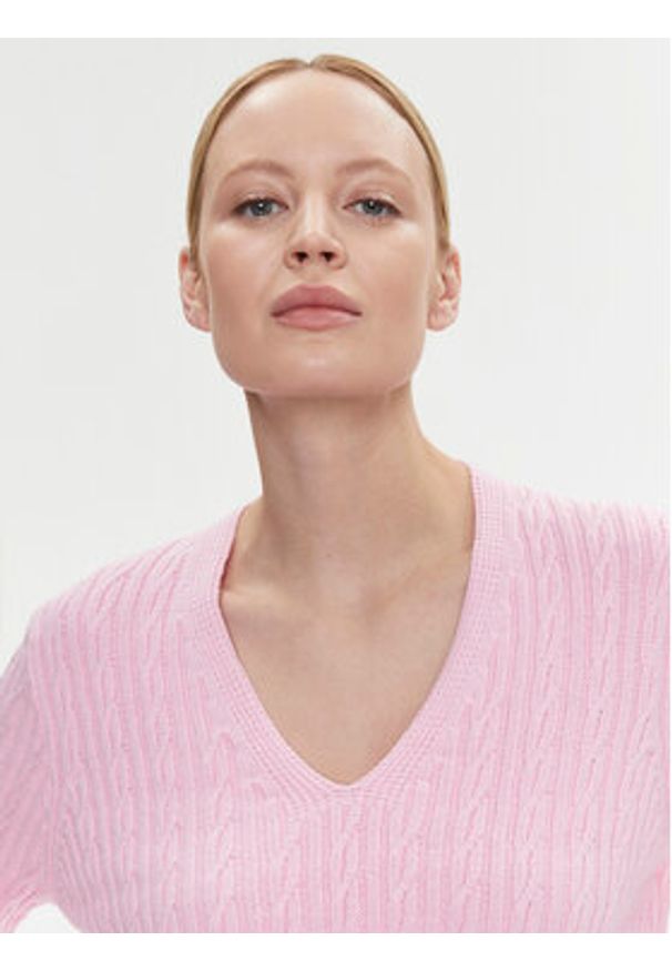 TOMMY HILFIGER - Tommy Hilfiger Sweter WW0WW39017 Różowy Regular Fit. Kolor: różowy. Materiał: bawełna, syntetyk