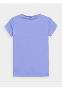4f - T-shirt regular gładki damski. Kolor: niebieski. Materiał: bawełna, dzianina. Wzór: gładki #2