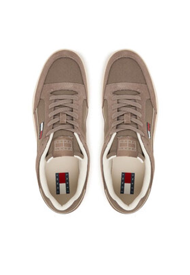 Tommy Jeans Sneakersy Canvas Leather Cupsole Trainers EM0EM01680 Brązowy. Kolor: brązowy. Materiał: materiał