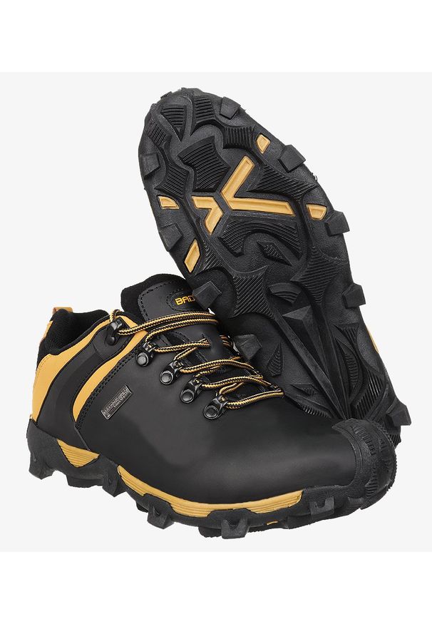Casu - Czarne buty trekkingowe skórzane sznurowane casu mxc6642-l. Kolor: czarny, brązowy, wielokolorowy. Materiał: skóra