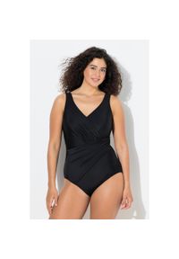 ULLA POPKEN - Damskie Kostium kąpielowy drapowanie miękkie miseczki. Kolekcja: plus size. Kolor: czarny. Materiał: elastan, poliamid, materiał #1