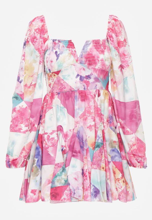 Born2be - Różowa Sukienka Rozkloszowana w Kwiaty Deniza. Okazja: na co dzień, na imprezę. Kolor: różowy. Wzór: kwiaty. Sezon: lato. Styl: casual