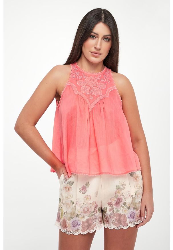 Twinset Milano - Top damski z haftem TWINSET. Wzór: haft