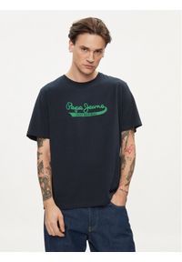 Pepe Jeans T-Shirt Claude PM509390 Granatowy Regular Fit. Kolor: niebieski. Materiał: bawełna