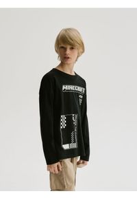 Reserved - Longsleeve Minecraft - czarny. Kolor: czarny. Materiał: bawełna, dzianina. Długość rękawa: długi rękaw