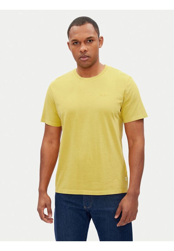 Pepe Jeans T-Shirt Jacko PM508664 Żółty Regular Fit. Kolor: żółty. Materiał: bawełna