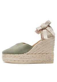 Manebi Espadryle Hamptons Heart-Shaped Wedge Espadrilles W 0.1 WH Zielony. Kolor: zielony. Materiał: skóra, zamsz