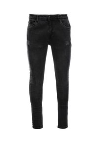 Ombre Clothing - Spodnie męskie jeansowe SKINNY FIT - czarne P1060 - XXL. Kolor: czarny. Materiał: jeans #11