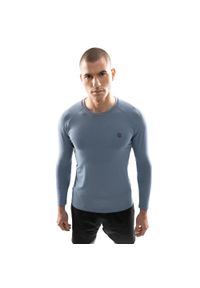 SIROKO - Męska koszulka treningowa z długim rękawem Fitness Siroko Aqua. Okazja: na co dzień. Kolor: niebieski. Materiał: tkanina. Długość rękawa: długi rękaw. Długość: długie. Styl: casual
