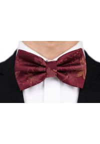Mucha Męska w Zestawie z Poszetką - Alties - Bordo w Kwiaty. Kolor: czerwony. Wzór: kwiaty. Styl: elegancki, sportowy #3