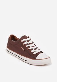 Born2be - Brązowe Klasyczne Trampki do Kostki z Lamówką przy Podeszwie Kasiope. Okazja: na co dzień. Kolor: brązowy. Materiał: jeans. Styl: klasyczny #6