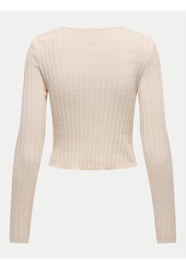 only - ONLY Sweter Meddi 15339582 Beżowy Cropped Fit. Kolor: beżowy. Materiał: wiskoza