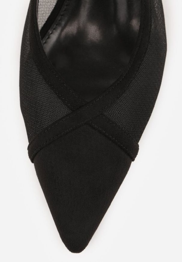 Renee - Czarne Przezroczyste Sandały Vices na Kaczuszce Typu Slingback Atilessa. Zapięcie: sprzączka. Kolor: czarny. Materiał: jeans. Sezon: lato. Obcas: na szpilce. Styl: wizytowy, klasyczny, elegancki