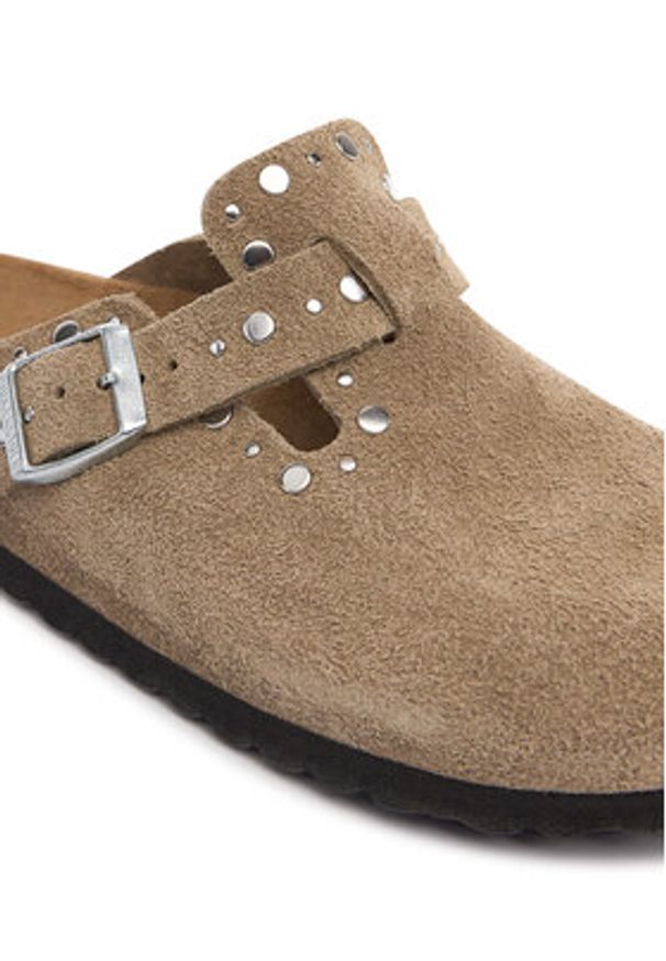 Birkenstock Klapki Boston Rivet 1030418 Beżowy. Kolor: beżowy. Materiał: zamsz, skóra