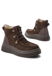 Brązowe Botki Filippo Ocieplane Buty Damskie. Okazja: na co dzień, na spacer. Kolor: brązowy. Materiał: zamsz. Styl: casual, elegancki #6