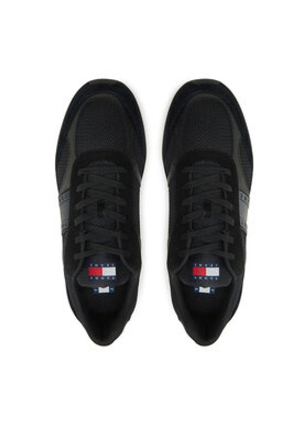 Tommy Jeans Sneakersy Tjm Technical Runner Ess EM0EM01537 Czarny. Kolor: czarny. Materiał: skóra, zamsz