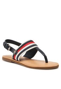 TOMMY HILFIGER - Tommy Hilfiger Sandały Flat Sandal Corporate FW0FW06988 Granatowy. Kolor: niebieski. Materiał: materiał #4