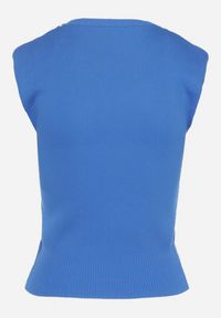 Born2be - Niebieska Bluzka Dzianinowa z Łańcuchem Odesima. Kolor: niebieski. Materiał: dzianina. Wzór: aplikacja #5