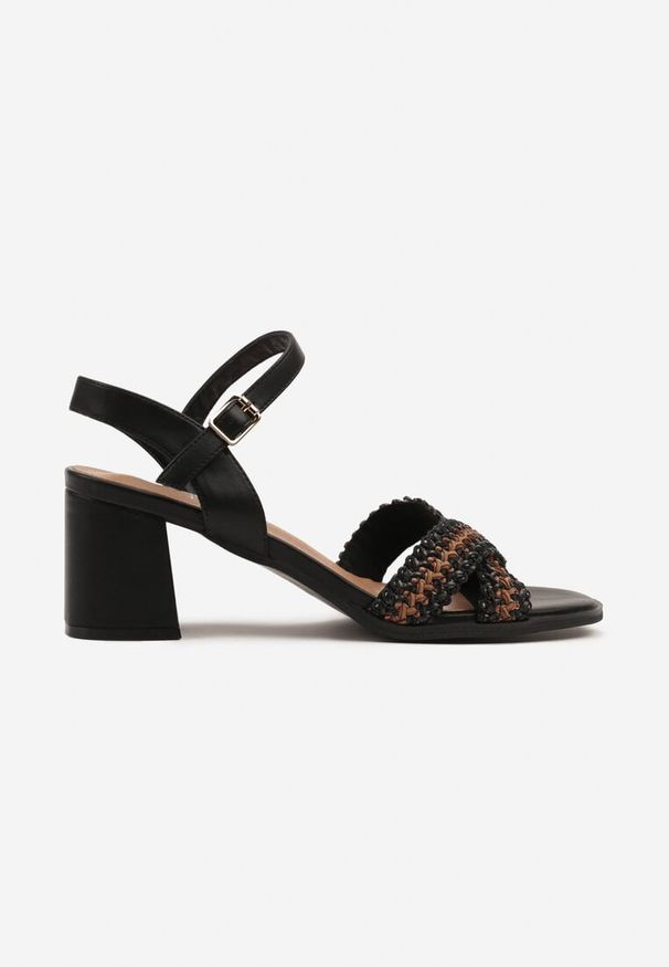 Born2be - Czarne Sandały na Obcasie z Plecionymi Paskami Mevonelle. Okazja: na co dzień. Zapięcie: pasek. Kolor: czarny. Sezon: lato. Obcas: na obcasie. Styl: elegancki, casual. Wysokość obcasa: średni